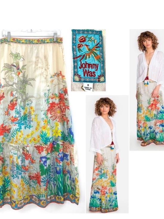 Johnny Was Dresses & Skirts - Johnny Was Cream Maxi Skirt with Multicolor Floral Border